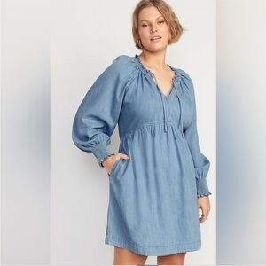 Elegant Long Sleeve Denim Dress old navy